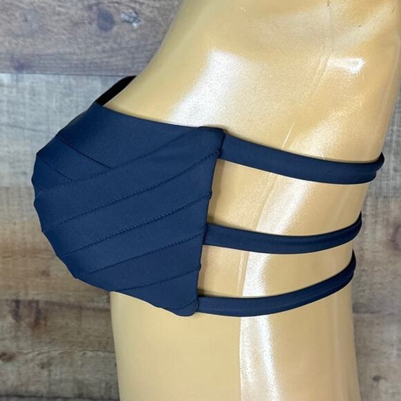 Mikoh Swimear Laniakea Banded Bandeau Strapless Bikini Top Gray SZ Small - Picture 3 of 7